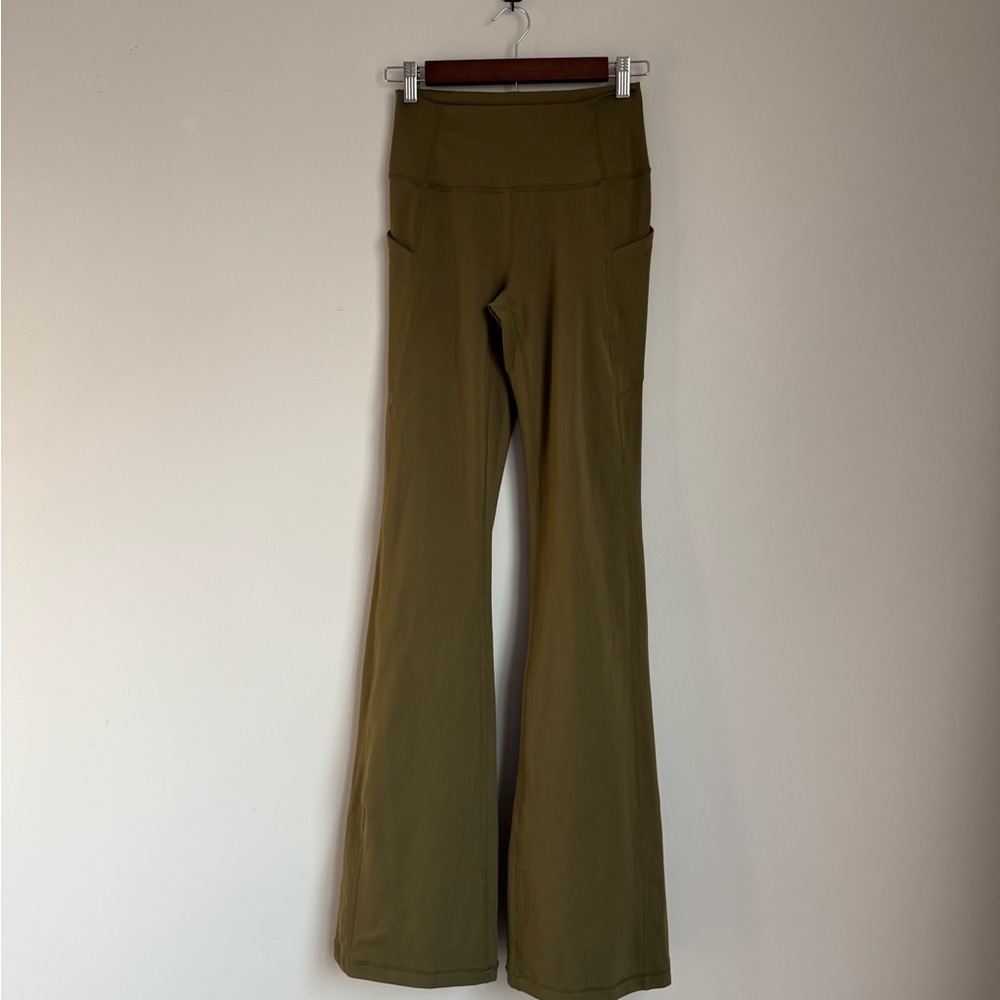 Olive Green Fabletics Women's Flared Pants